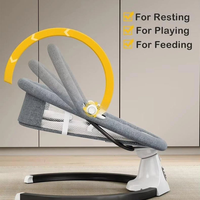 Baby Rocker Chair with Canopy – Adjustable Recline, Toy Bar, and Safety Belt
