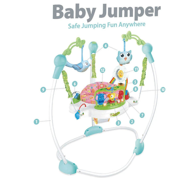 Baby Jumper – Adjustable Activity Bouncer with 360° Rotating Seat & Interactive Toys for Fun & Development