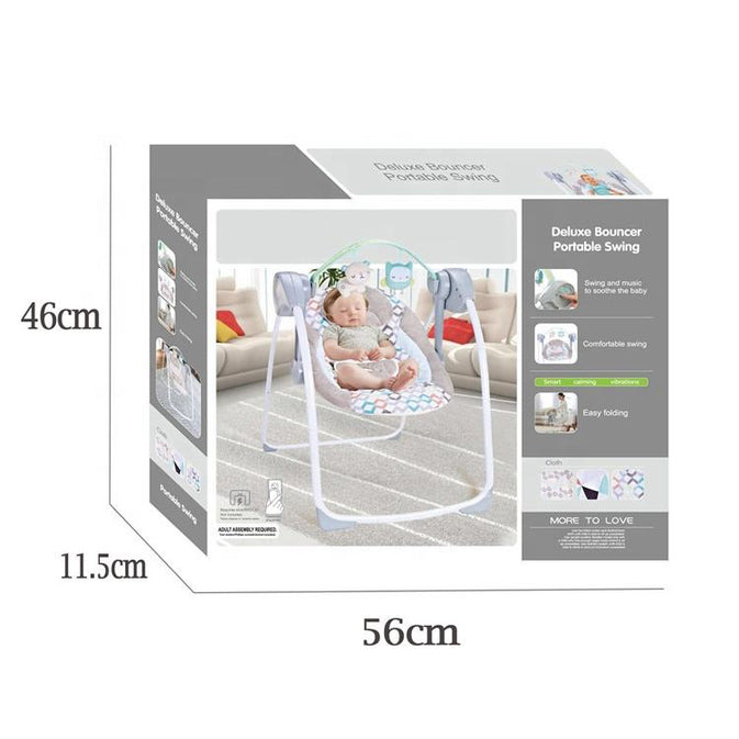 Baby Swing with Soft Plush Seat and Toy Bar - Multi-Color Design