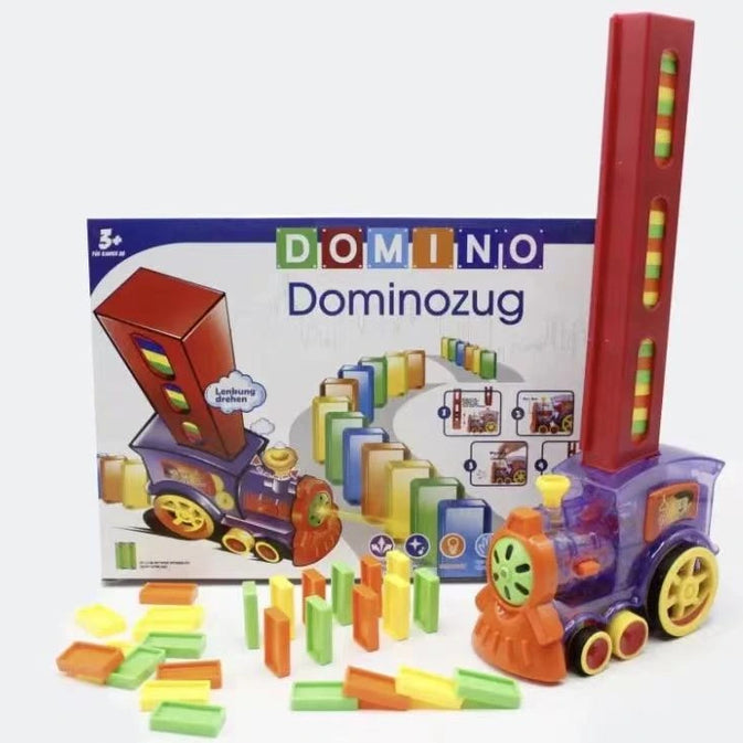 Kids Automatic Laying Domino Train Play Set Electric Bidding Sound