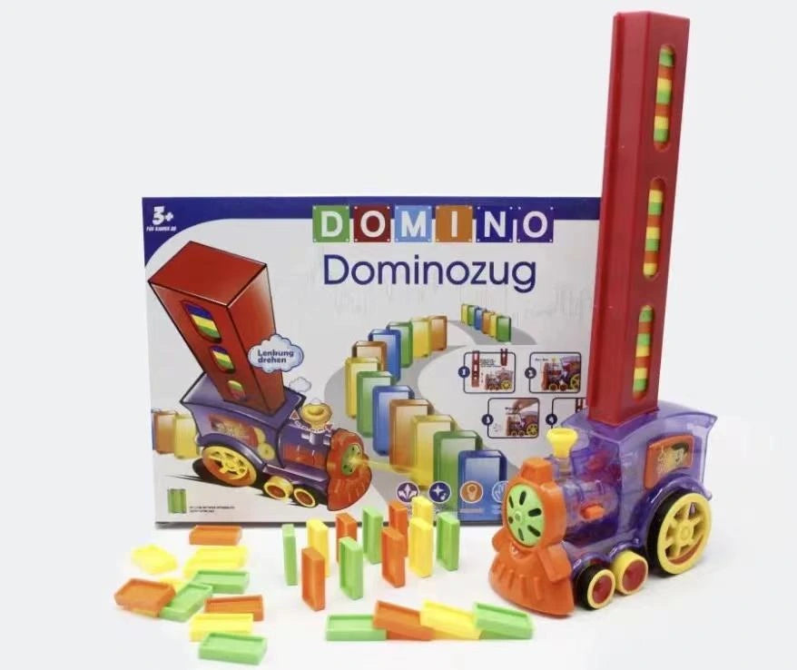 Kids Automatic Laying Domino Train Play Set Electric Bidding Sound