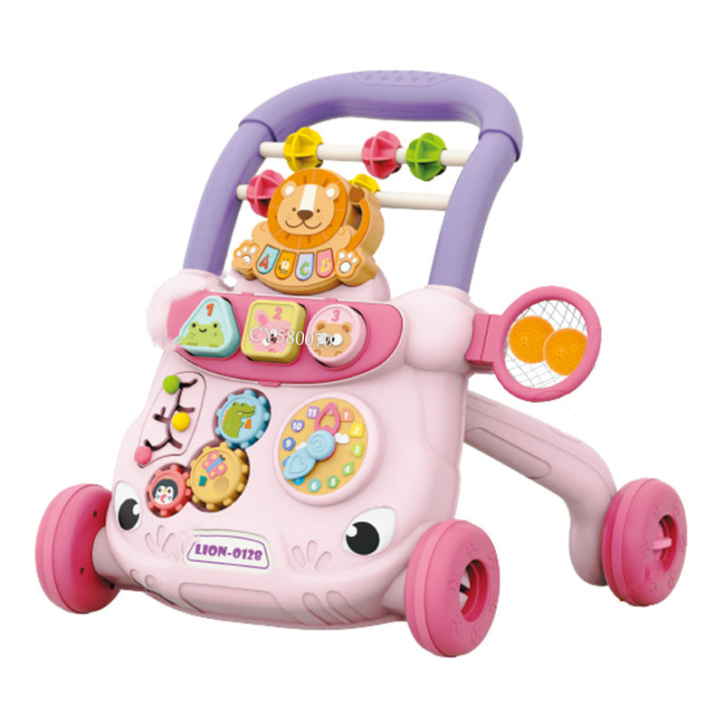Multifunctional Baby Walker with Activity Learning Panel – Pink