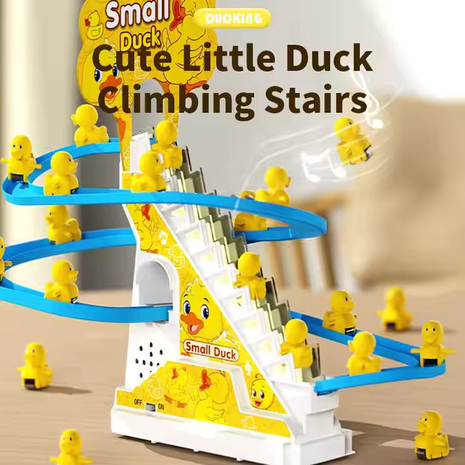 Climbing Duck Toy with Music & Lights – Automatic Stair-Climbing Track for Toddlers (3 Ducks)