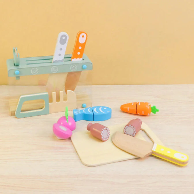 Little Kitchen Accessories + Colorful Fruit & Vegetable Cutting Toy (Pack 1)