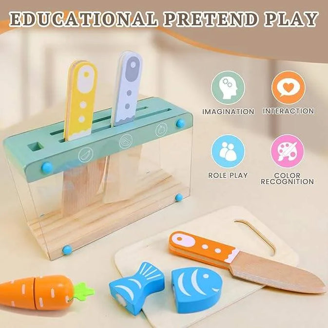 Little Kitchen Accessories + Colorful Fruit & Vegetable Cutting Toy (Pack 2)