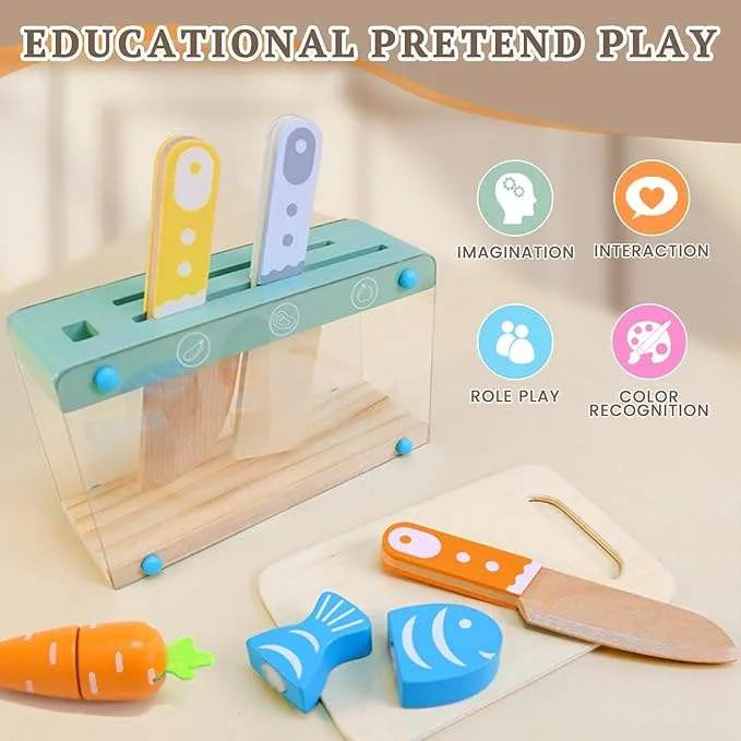 Little Kitchen Accessories + Colorful Fruit & Vegetable Cutting Toy (Pack 2)