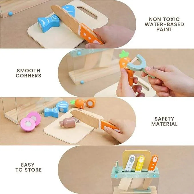 Little Kitchen Accessories + Colorful Fruit & Vegetable Cutting Toy (Pack 1)