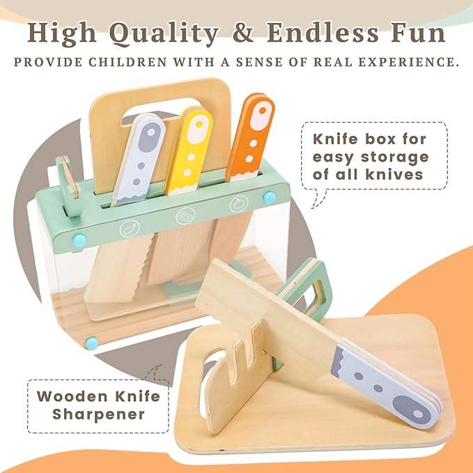 Little Kitchen Accessories – Wooden Pretend Play Cooking Set for Kids