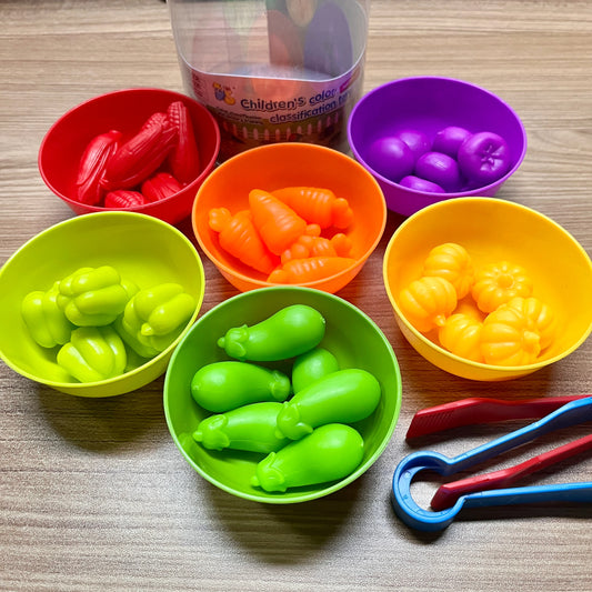 Color Sorting Fruit & Veggie Toy Set | Fine Motor Skill