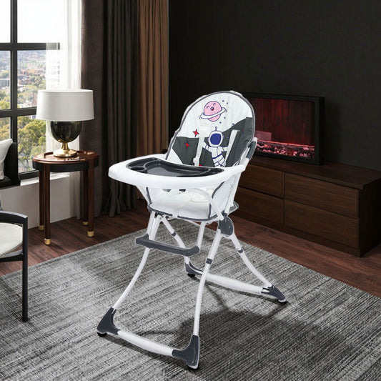 Baby Feeding High Chair – Foldable with Tray & Footrest | Space Astronaut Design