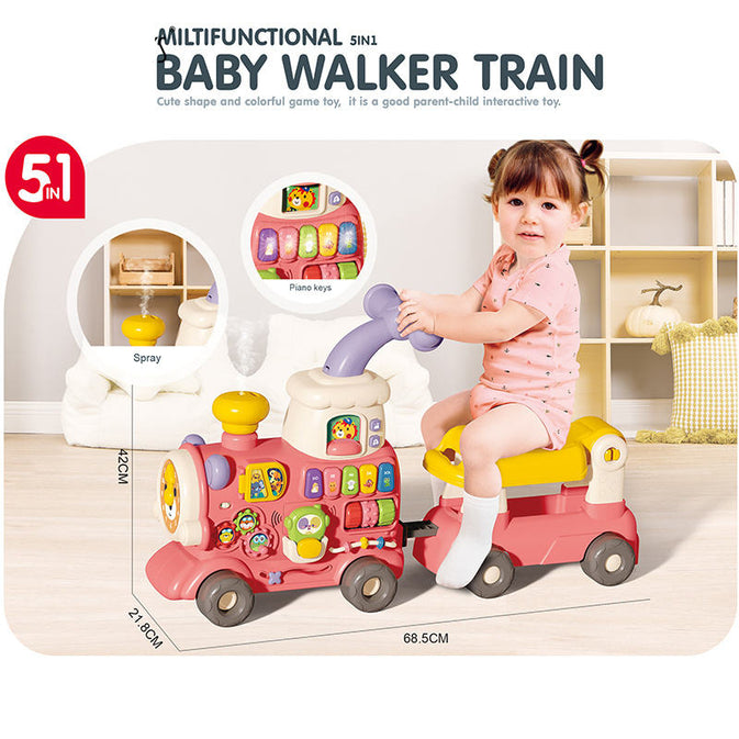 5 in 1 Musical Ride-On Train Toy with Lights & Sound – Push & Play Activity Toy for Toddlers