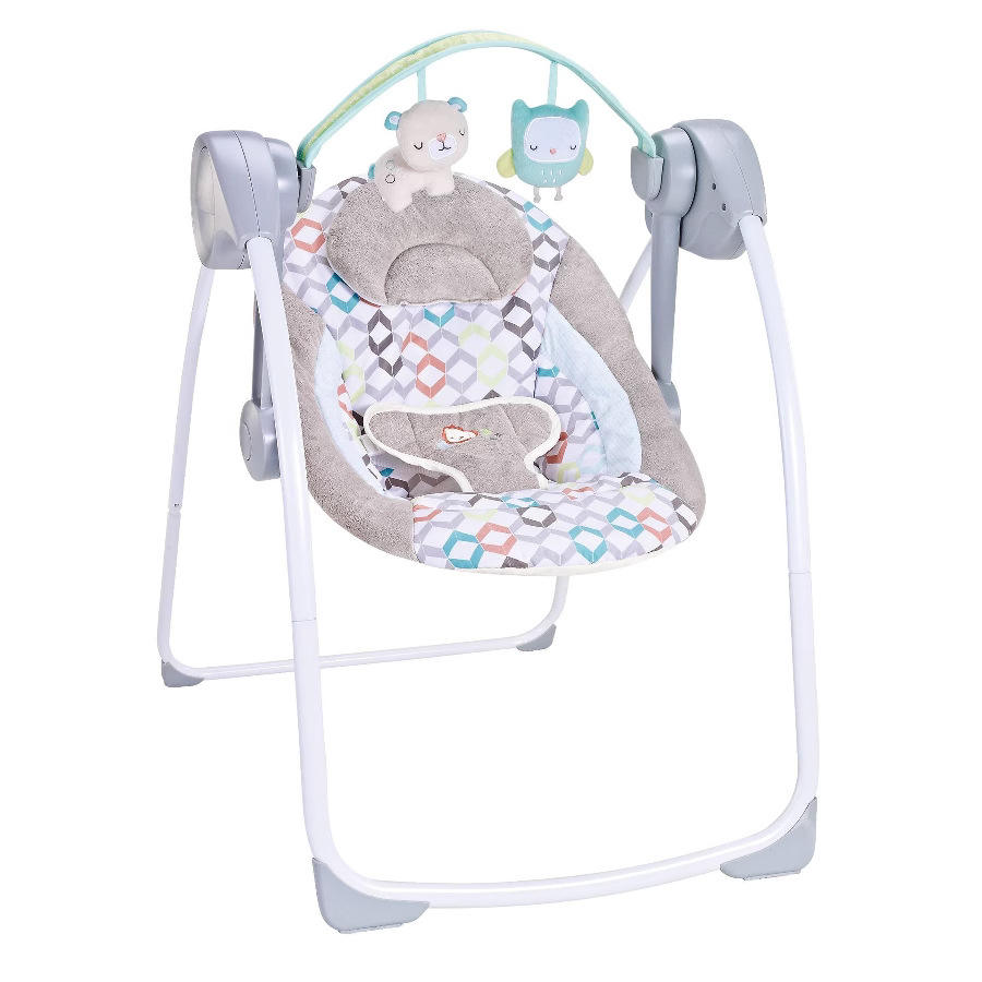 Baby Swing with Soft Plush Seat and Toy Bar - Multi-Color Design