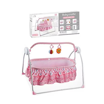 Baby Cradle  Electric Rocking Bassinet with Remote Control Pink