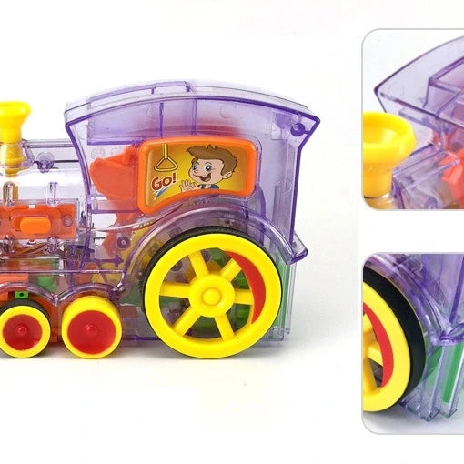 Kids Automatic Laying Domino Train Play Set Electric Bidding Sound