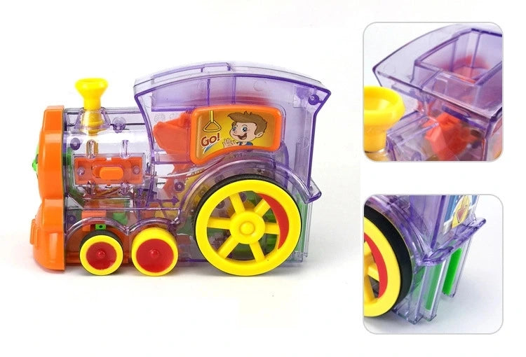 Kids Automatic Laying Domino Train Play Set Electric Bidding Sound