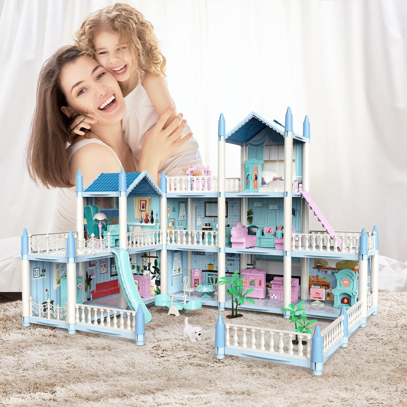 Deluxe Dollhouse Playset Multi-Level with Furniture (Ground+2 Floors)
