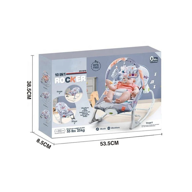 Baby Bouncer Rocker Chair – With Soothing Vibrations, Toy Bar & Safety Belt