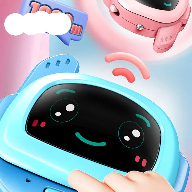 Pink and Blue Cute Robot Face Digital Kids Watch – Fun Cartoon Wristwatch