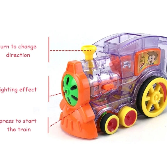 Kids Automatic Laying Domino Train Play Set Electric Bidding Sound