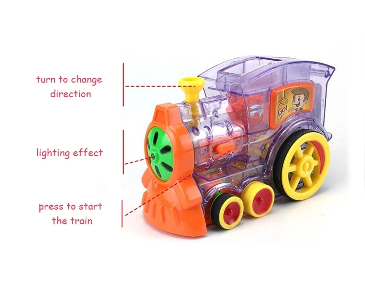 Kids Automatic Laying Domino Train Play Set Electric Bidding Sound