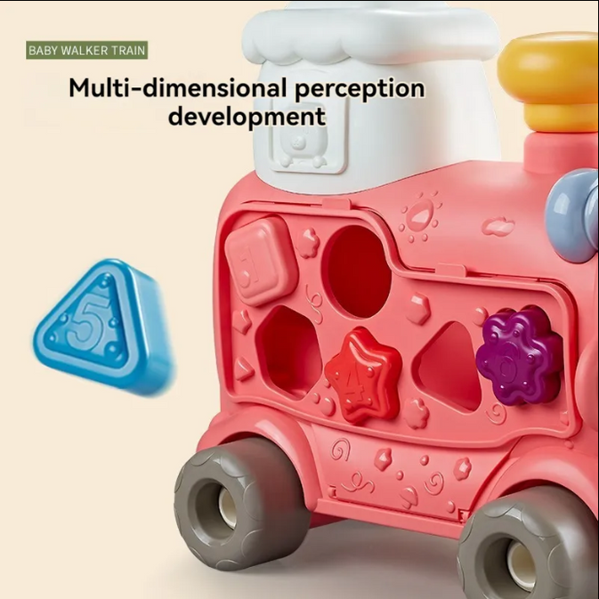 5 in 1 Musical Ride-On Train Toy with Lights & Sound – Push & Play Activity Toy for Toddlers