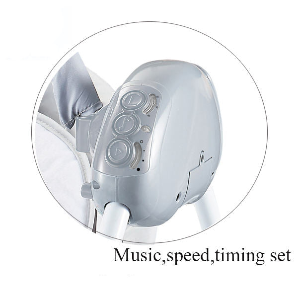 Electric Baby Swing with Remote Control – Soft Padded Seat & Hanging Toys | Music & Timer Function