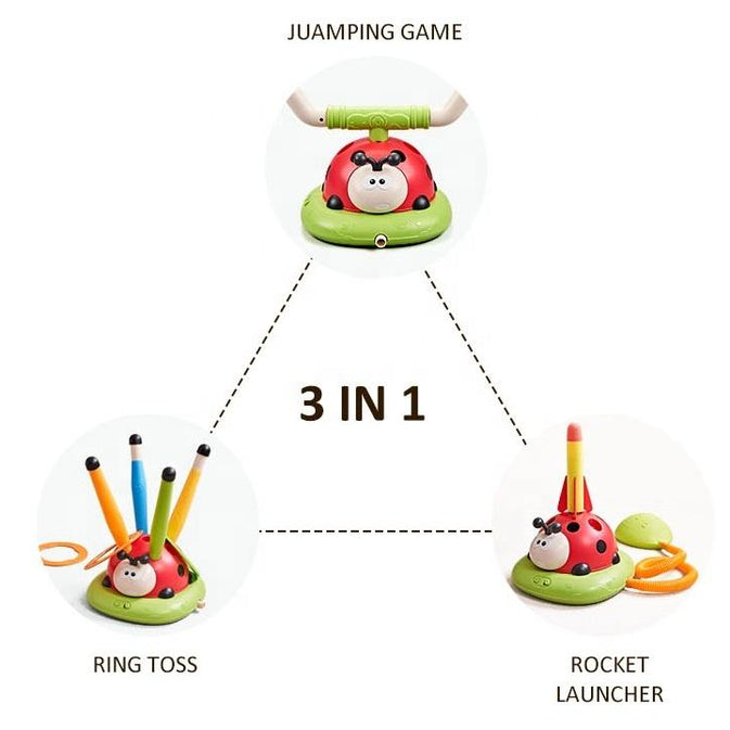 3-in-1 Kids Activity Toy – Jumping Game, Ring Toss & Rocket Launcher