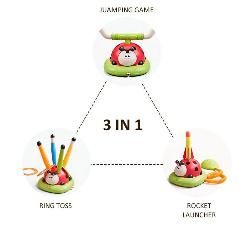 3-in-1 Kids Activity Toy – Jumping Game, Ring Toss & Rocket Launcher