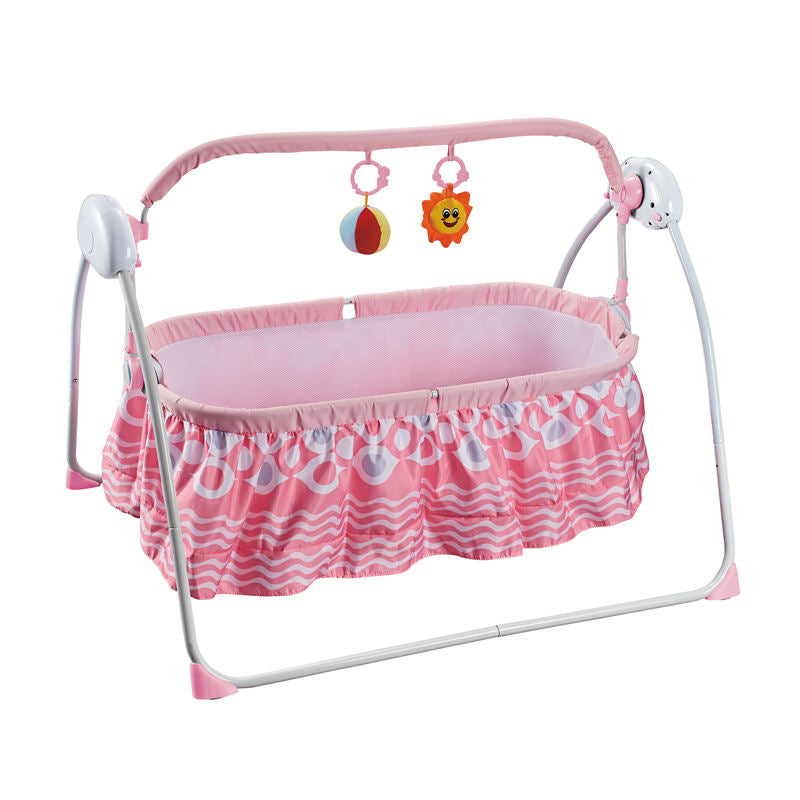 Baby Cradle  Electric Rocking Bassinet with Remote Control Pink
