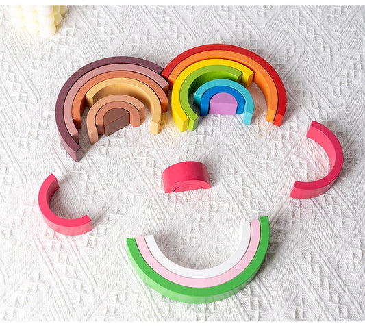 Wooden Rainbow Stacking Blocks – Montessori Toy for Kids (7-Piece Set)