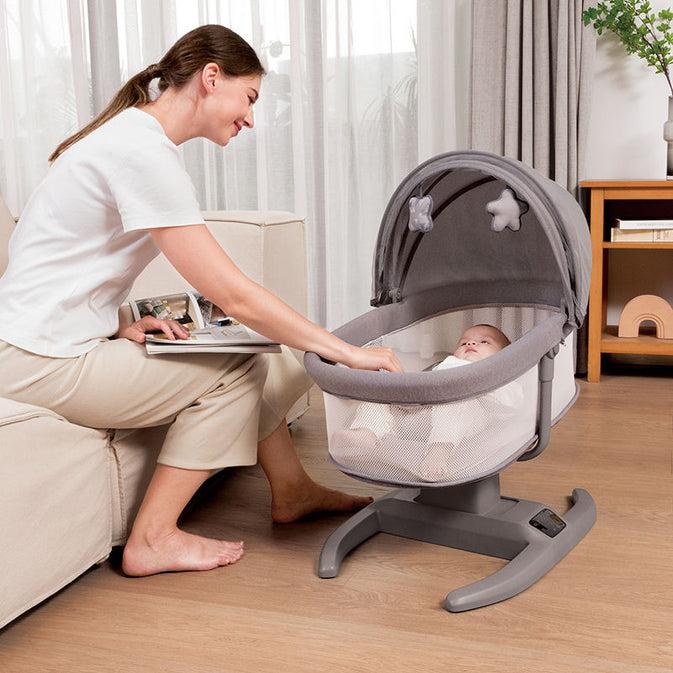 Multi-Motion Baby Cradle – 4-in-1 Electric Rocker with Mosquito Net