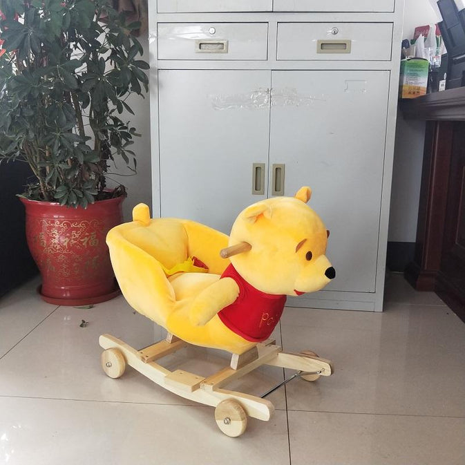 2-in-1 Plush Animal Rocking Chair with Wheels – Pooh Bear (Only For Karachi Customers)