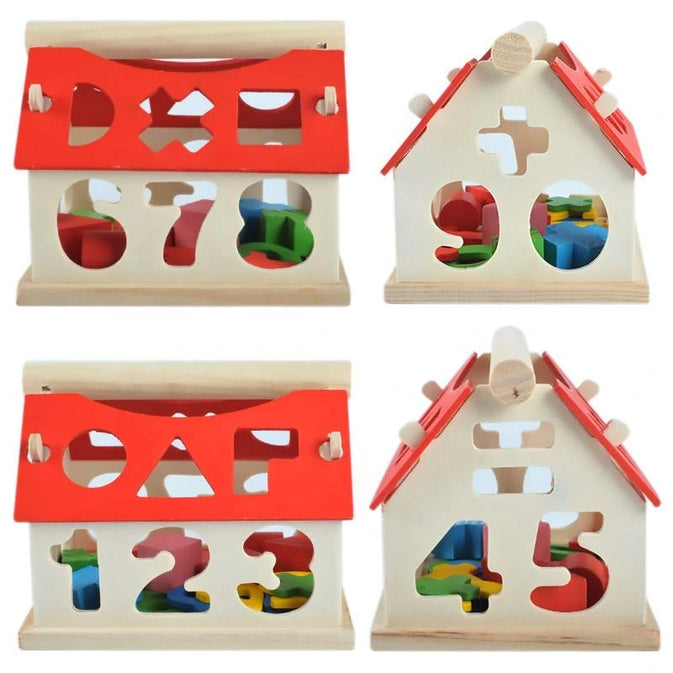 Wooden Montessori Shape & Number Sorting House