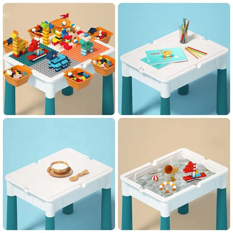 MultiFunction Building Block Table with Chair - 72 Pcs | Educational Play Table for Kids (3+ Years)