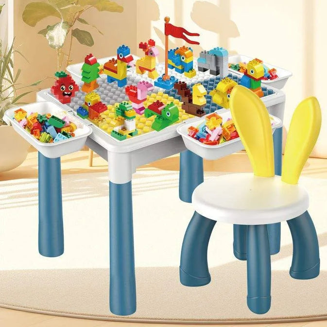 MultiFunction Building Block Table with Chair - 72 Pcs | Educational Play Table for Kids (3+ Years)