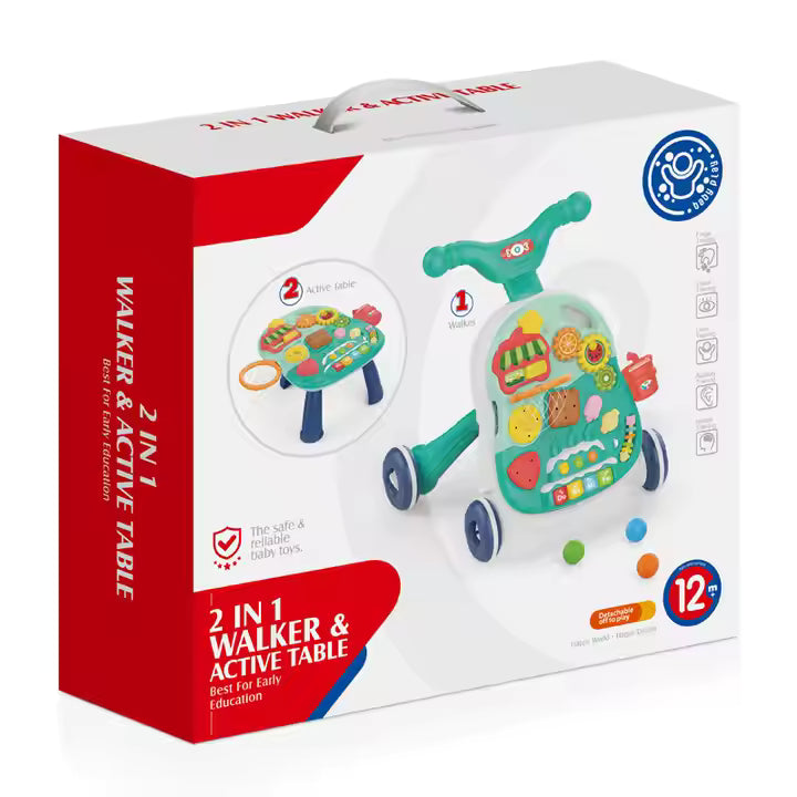2-in-1 Baby Walker & Activity Table – Educational Toy for Early Learning (12M+)
