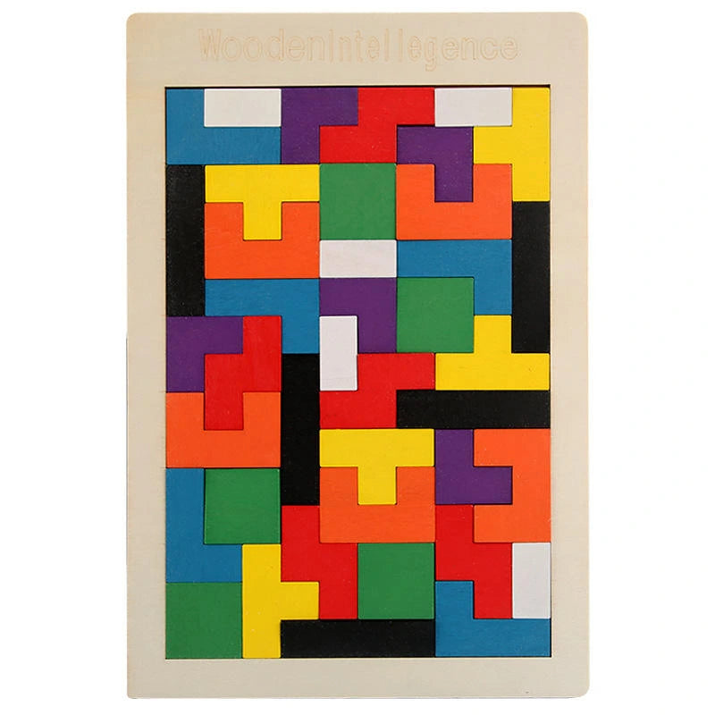 Wooden Tetris Puzzle Brain Teaser Toy for Kids