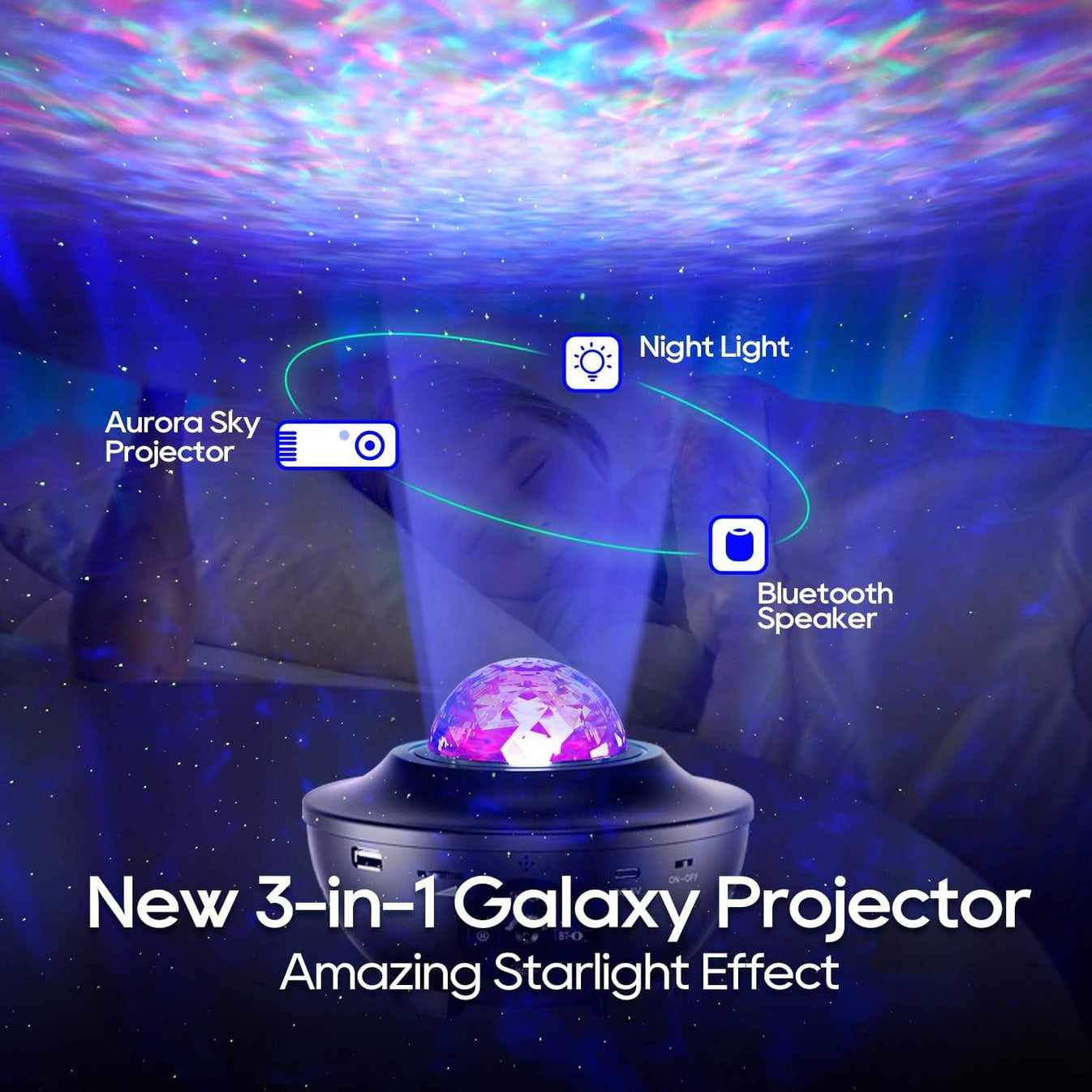 LED Night Light Ocean Wave Projector – 7 in 1 Star Mood Light