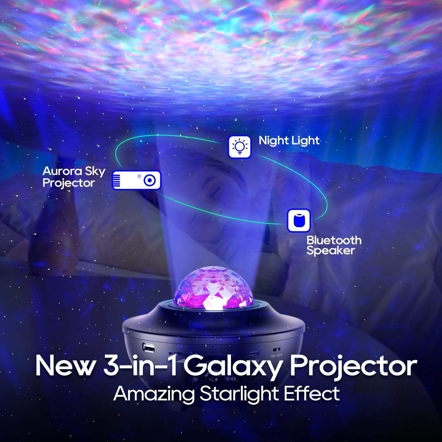 LED Night Light Ocean Wave Projector – 7 in 1 Star Mood Light