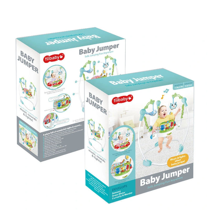 Baby Jumper – Adjustable Activity Bouncer with 360° Rotating Seat & Interactive Toys for Fun & Development