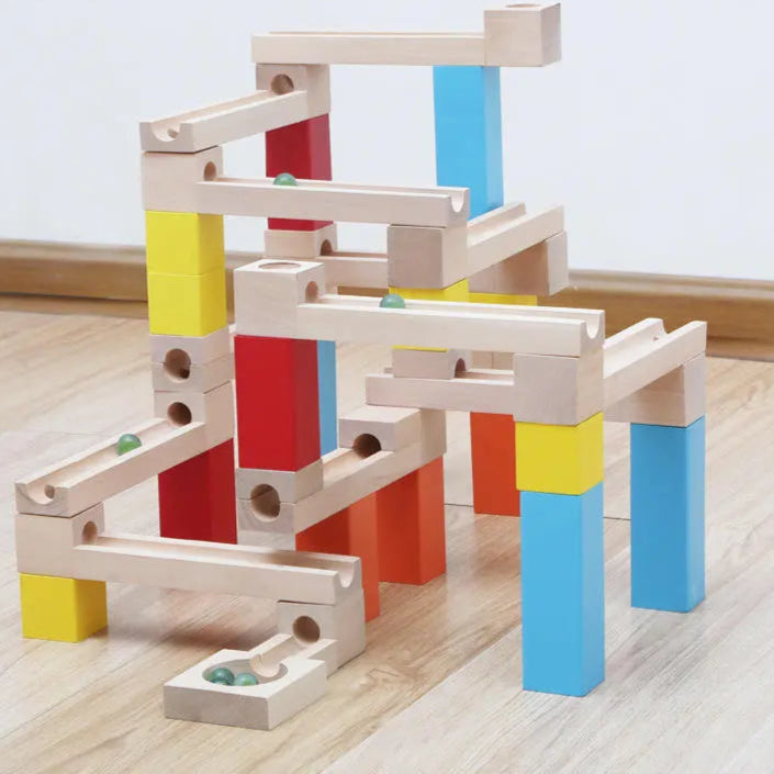 Stitching Ball Track Toys – Wooden Marble Run Toy Set for Kids