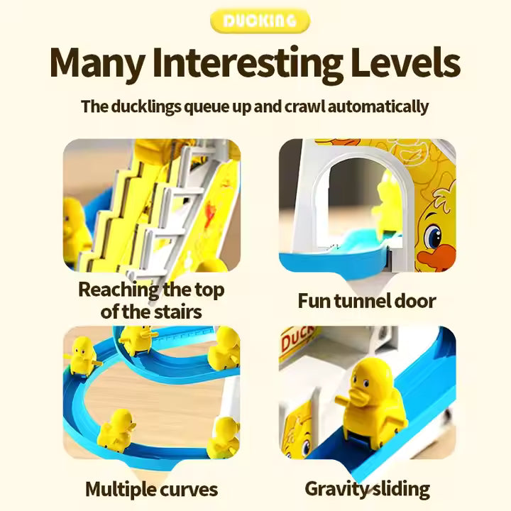 Climbing Duck Toy with Music & Lights – Automatic Stair-Climbing Track for Toddlers (3 Ducks)