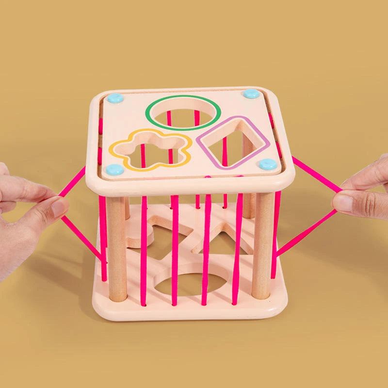 Educational Activity Cubes Wooden Blocks Box