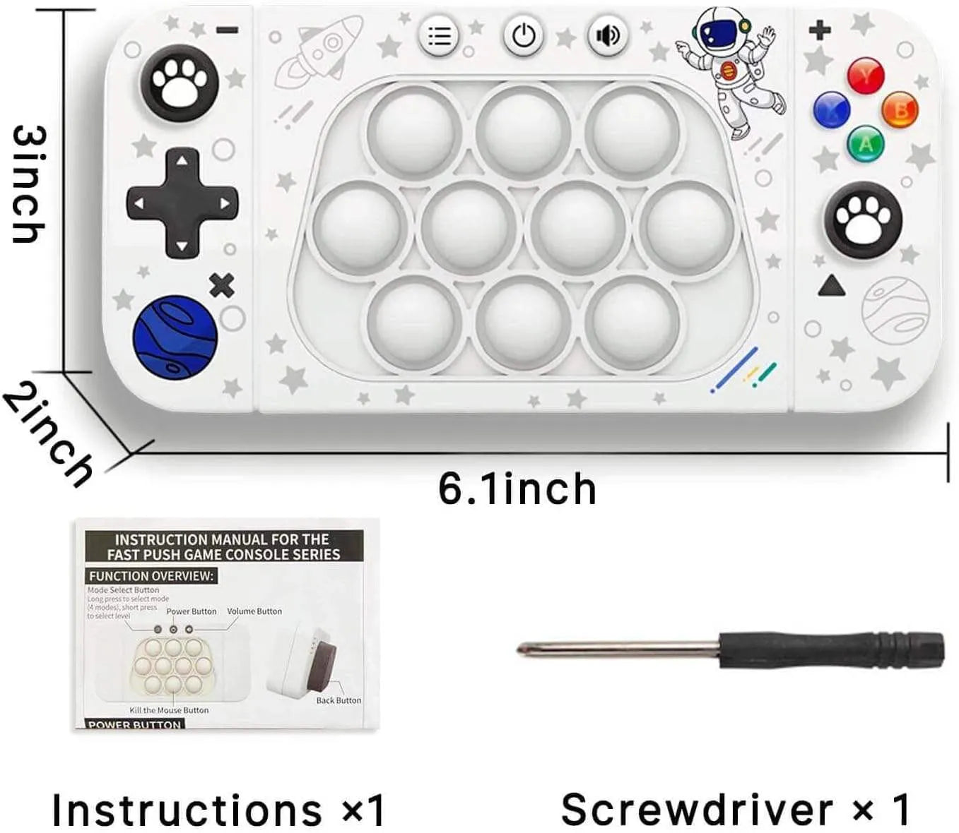 Fast Push Pop Game Console Space-Themed Fidget Game with Sound