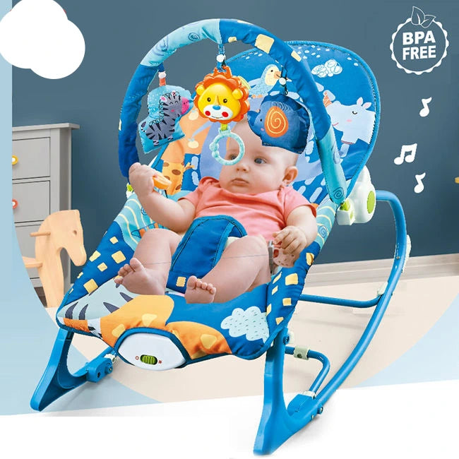 Baby Bouncer Chair with Soothing Vibrations &amp; Toy Bar – Infant Rocker Seat