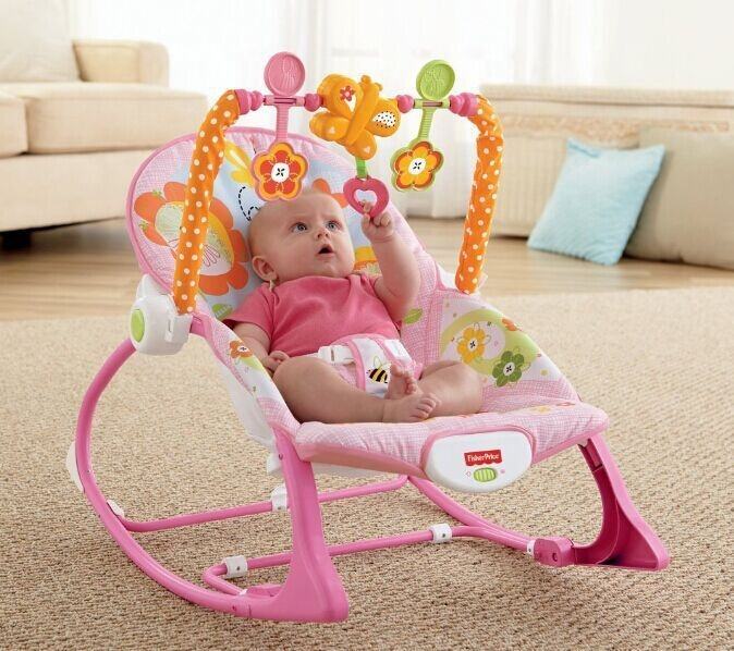 Infant to Toddler Rocker pink Animal Pattern Electric Musical Bouncer Baby Swing