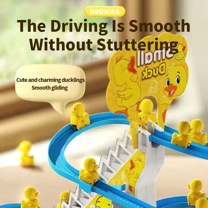 Climbing Duck Toy with Music & Lights – Automatic Stair-Climbing Track for Toddlers (3 Ducks)