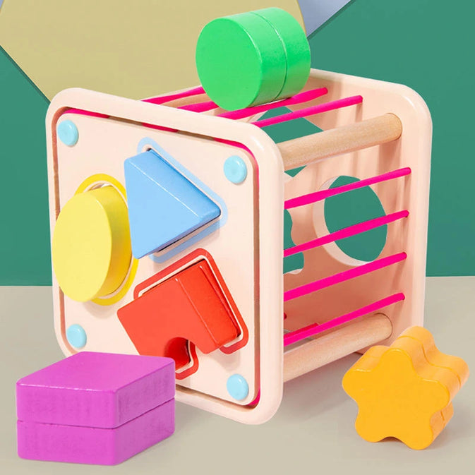Educational Activity Cubes Wooden Blocks Box
