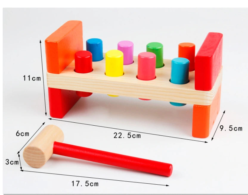 Colorful Wooden Hammering Bench Toy for Toddlers