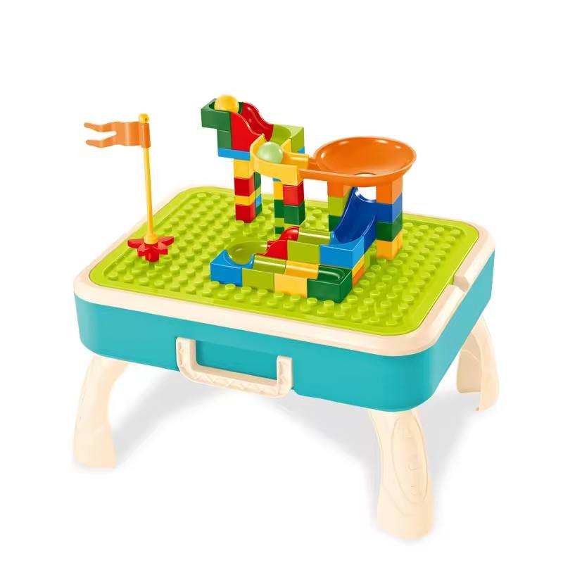2-in-1 Kids Activity Table – Drawing Board + Building Block Table with Storage & Accessories